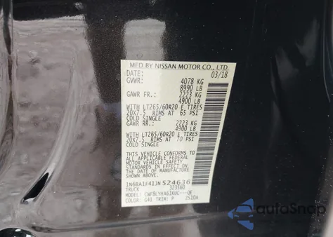 2018 Nissan Titan Xd Platinum Reserve Diesel from USA, damaged, VIN 1N6BA1F41JN524636